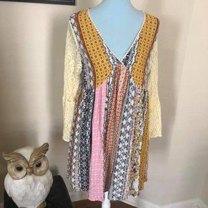 Kori America boho dress lace sleeves M